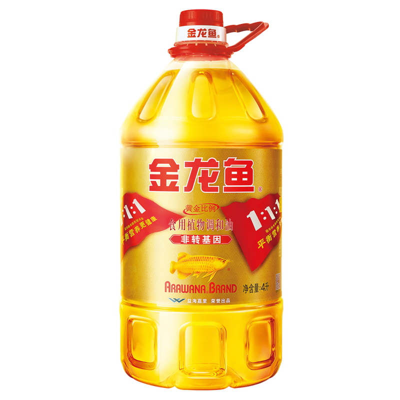 金龙鱼调和油 非转基因黄金比例食用植物调和油4L/桶 食用油 非转基因 黄金比例